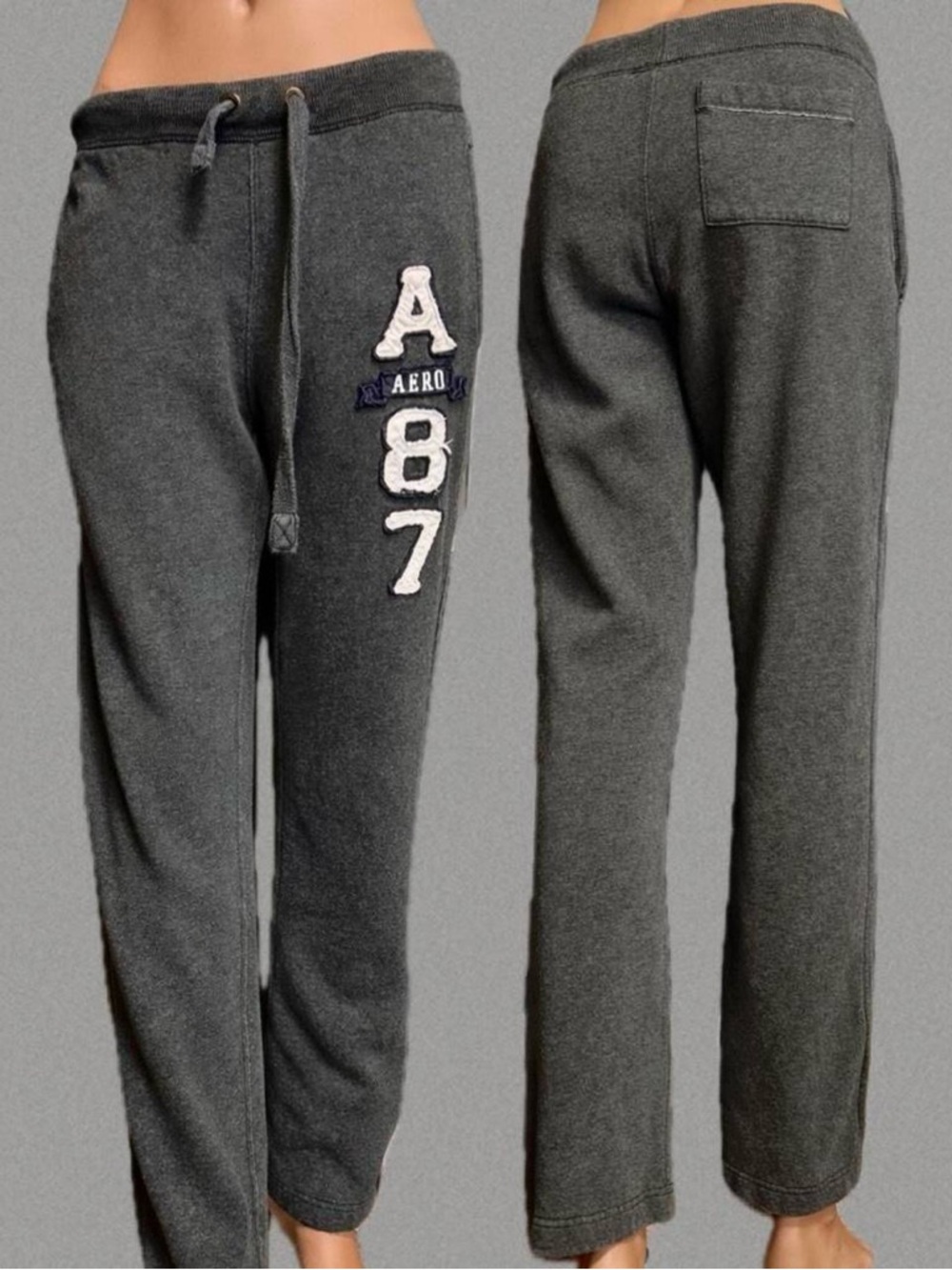 Aeropostale Y2K Grey Straight-Leg Sweatpants